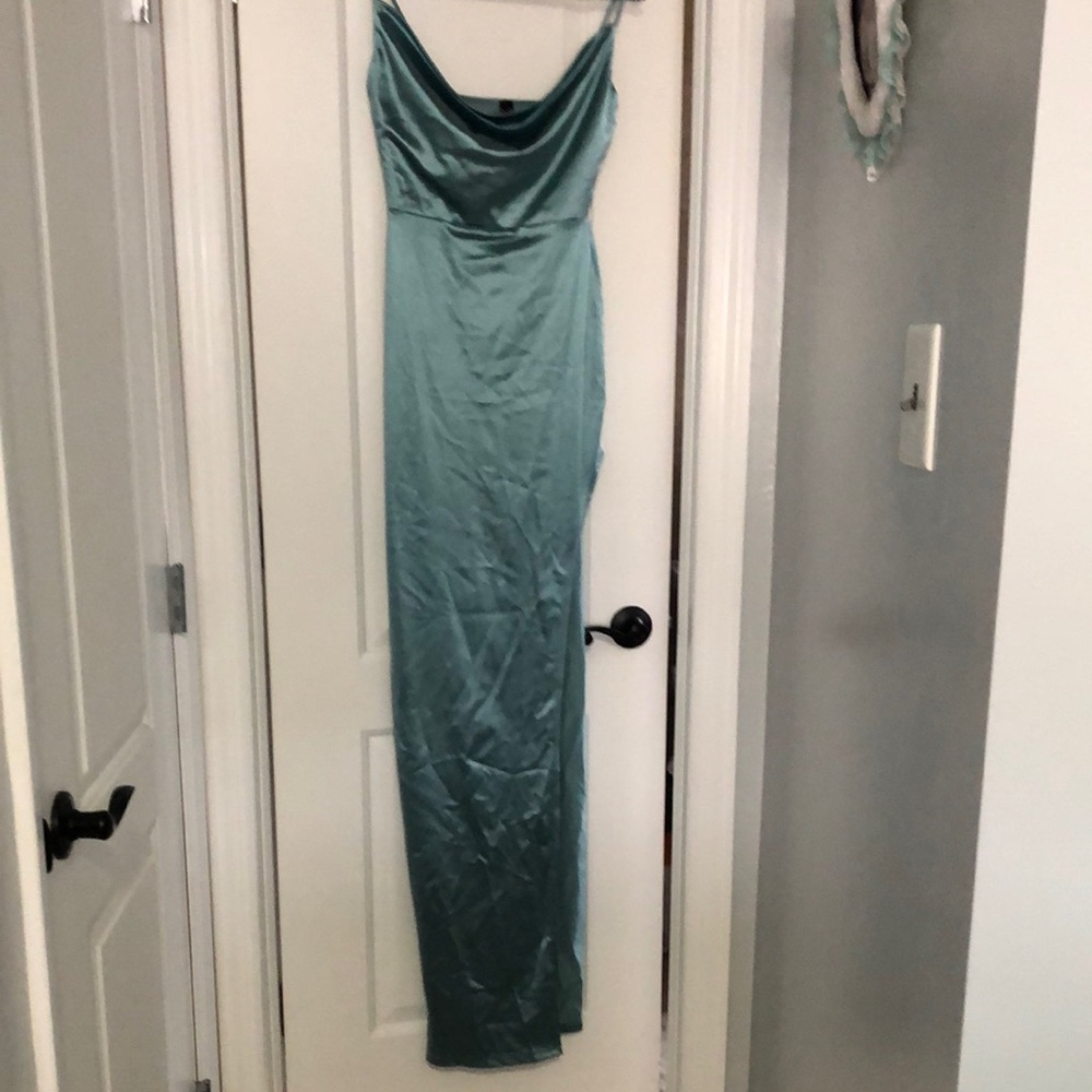 Windsor Teal Ombre Maxi Dress with side slit - will steam before shipping